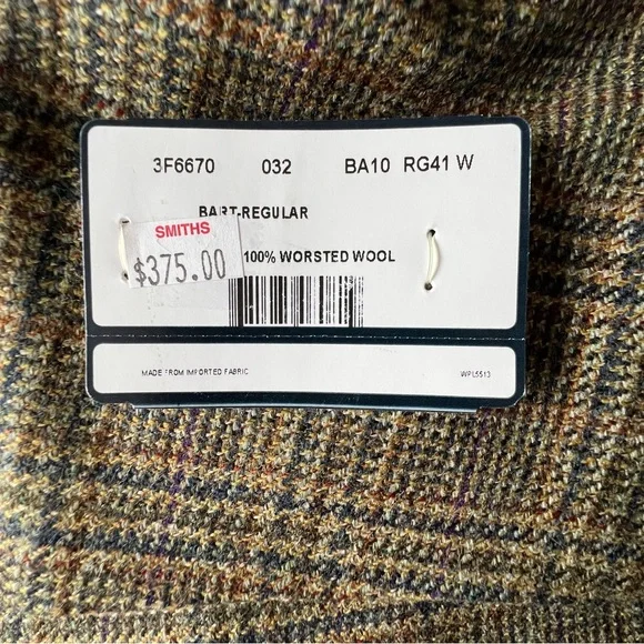 Sewell Tan Glen Check Worsted Wool Blazer41 R NWT
